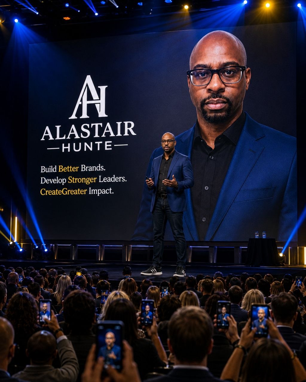Alastair Hunte on stage delivering a keynote
